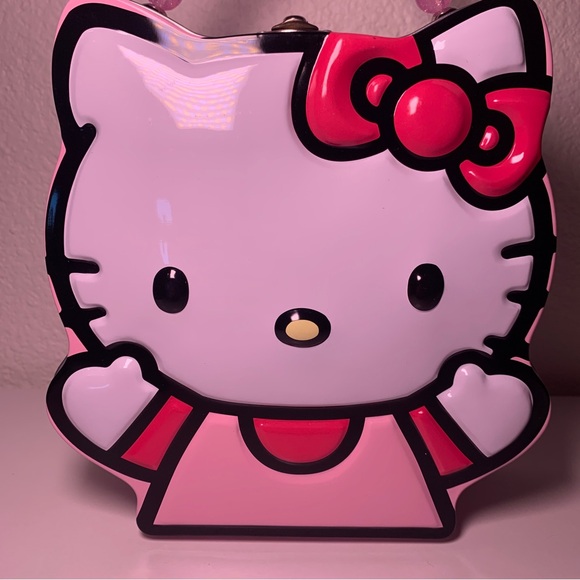NEW Hello Kitty Tin Lunchbox Metal Box Pink Pearl handle Collectible Box - Picture 10 of 12